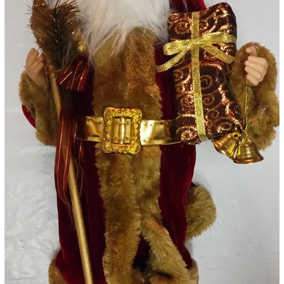 All 3 Merry Brite 18" Santa Figurine Holding Staff & Sack Country Farmhouse Doll - Picture 6 of 15